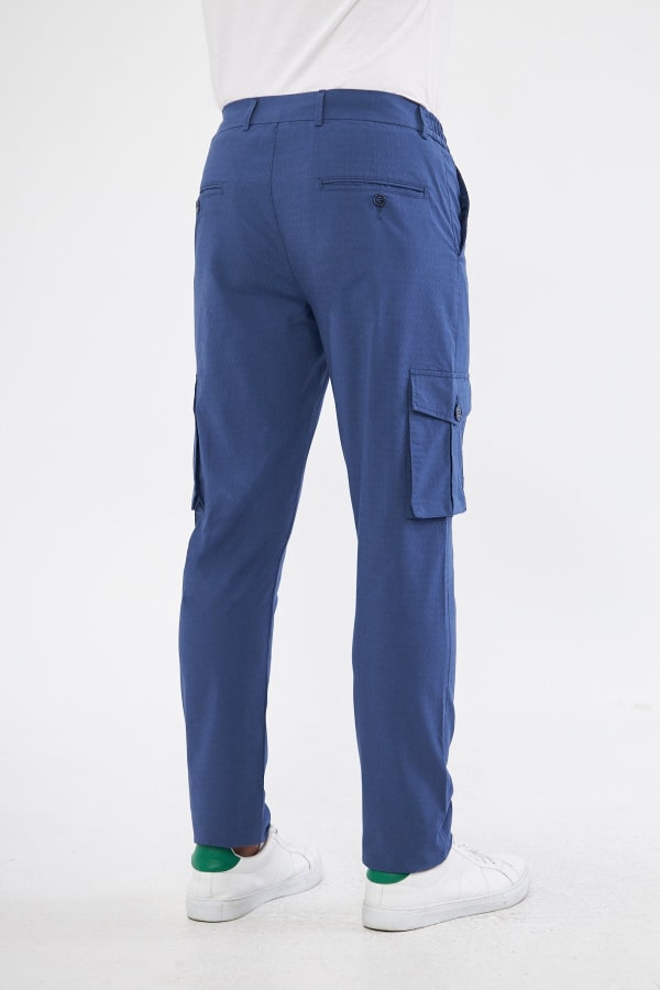 Erkek Kargo Cepli Açık Lacivert Slim Fit Günlük Rahat Pantolon — 6