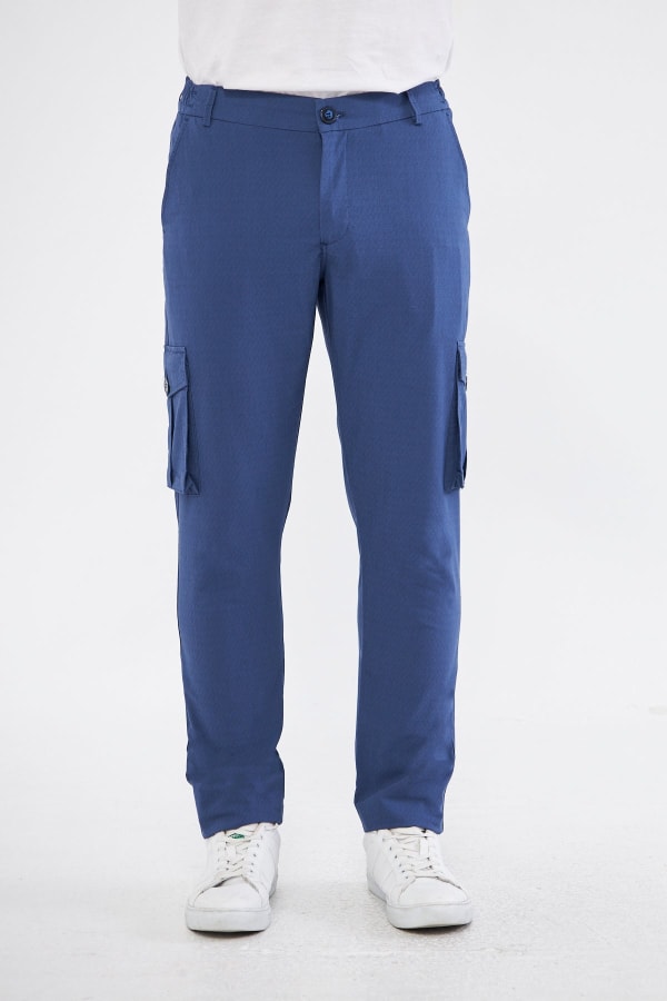 Erkek Kargo Cepli Açık Lacivert Slim Fit Günlük Rahat Pantolon — 7