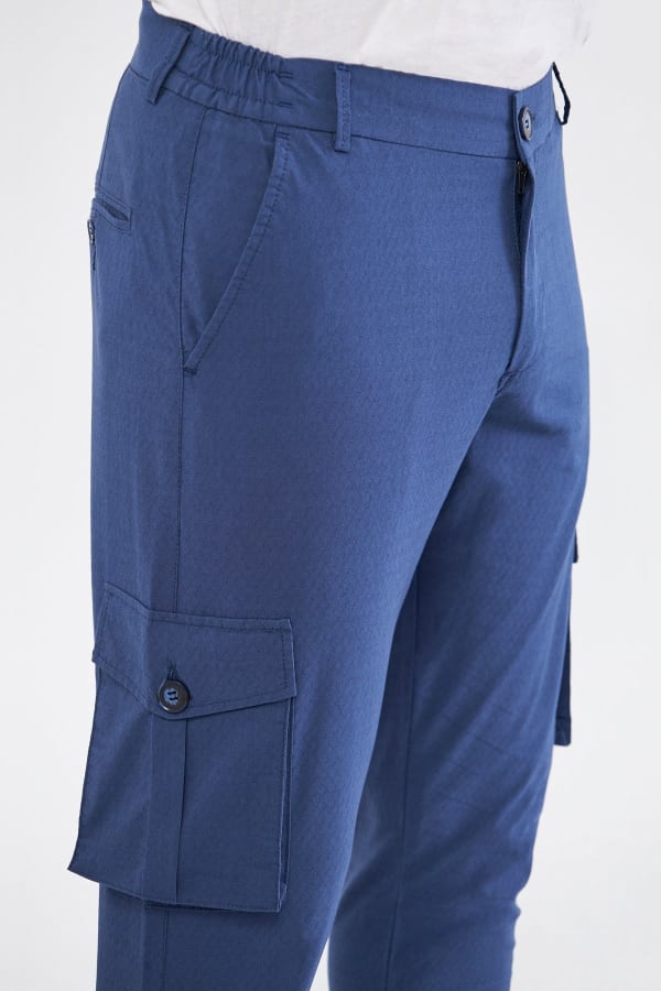 Erkek Kargo Cepli Açık Lacivert Slim Fit Günlük Rahat Pantolon — 8