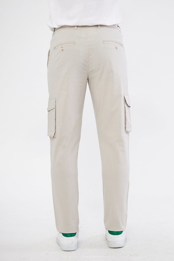 Erkek Kargo Cepli Bej Slim Fit Günlük Rahat Pantolon — 6