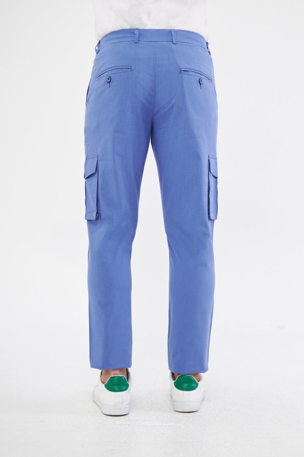Erkek Kargo Cepli Blue Slim Fit Günlük Rahat Pantolon — 7