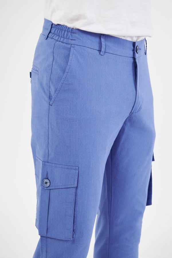 Erkek Kargo Cepli Blue Slim Fit Günlük Rahat Pantolon — 8