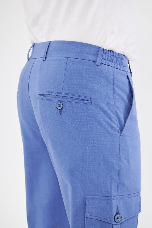 Erkek Kargo Cepli Blue Slim Fit Günlük Rahat Pantolon — 9