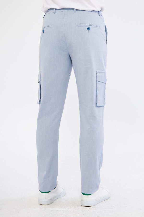 Erkek Kargo Cepli Buz Mavisi Slim Fit Günlük Rahat Pantolon — 7