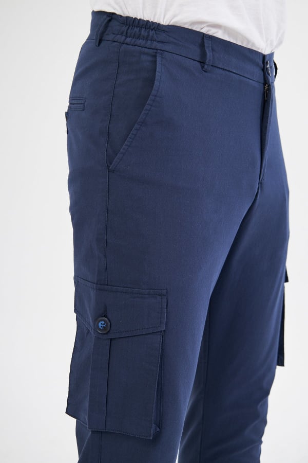 Erkek Kargo Cepli Koyu Lacivert Slim Fit Günlük Rahat Pantolon — 8