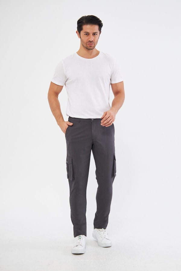 Erkek Kargo Cepli Siyah Slim Fit Günlük Rahat Pantolon — 2