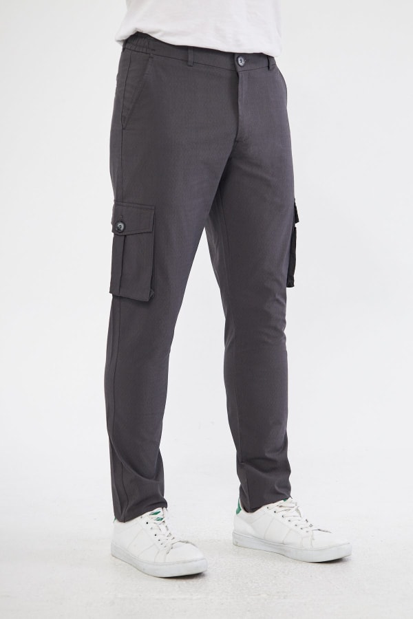 Erkek Kargo Cepli Siyah Slim Fit Günlük Rahat Pantolon — 5