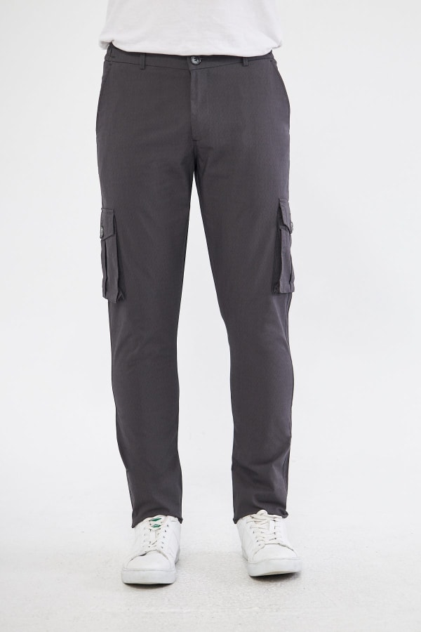 Erkek Kargo Cepli Siyah Slim Fit Günlük Rahat Pantolon — 6