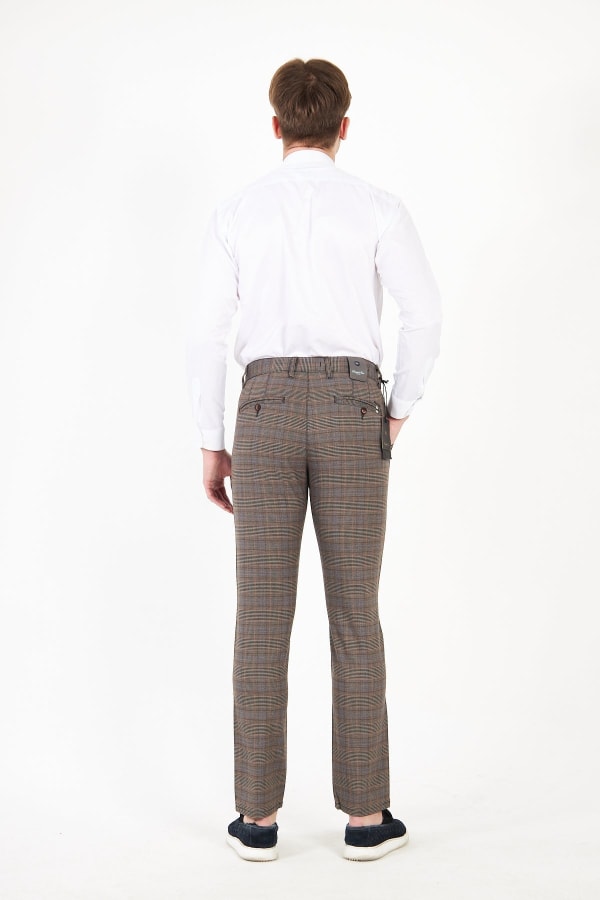 Erkek Kareli Ekose Füme Slim Fit Pantolon — 6