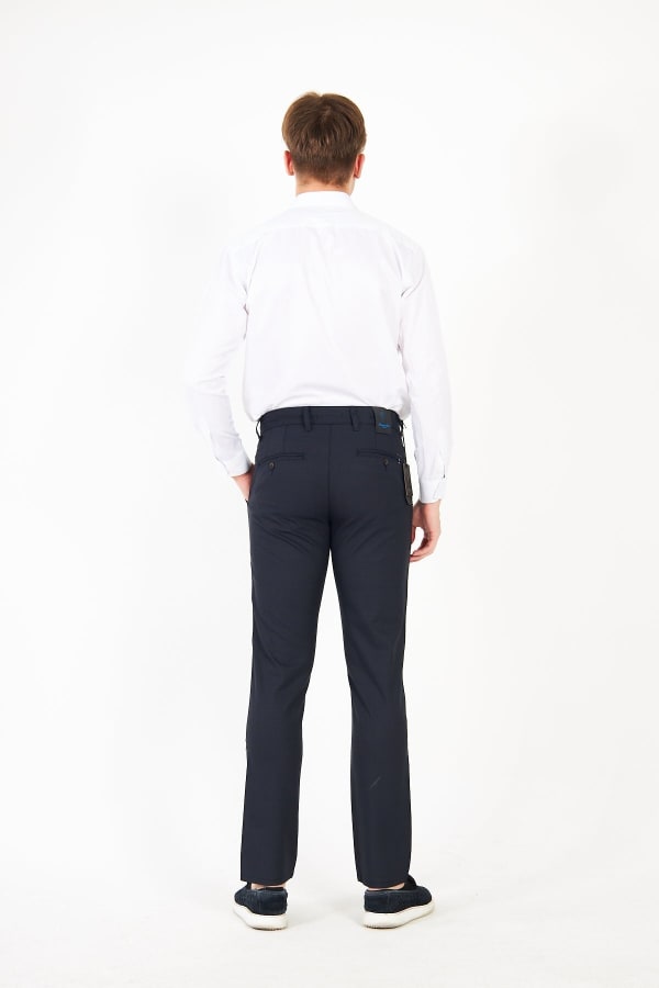 Erkek Silik Kareli Ekose Siyah Slim Fit Pantolon — 5