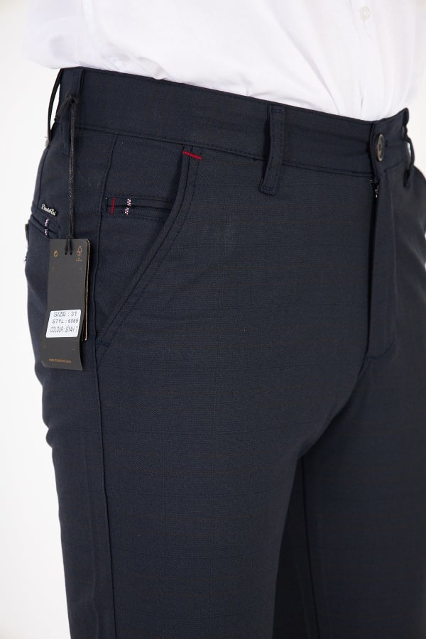 Erkek Silik Kareli Ekose Siyah Slim Fit Pantolon — 6