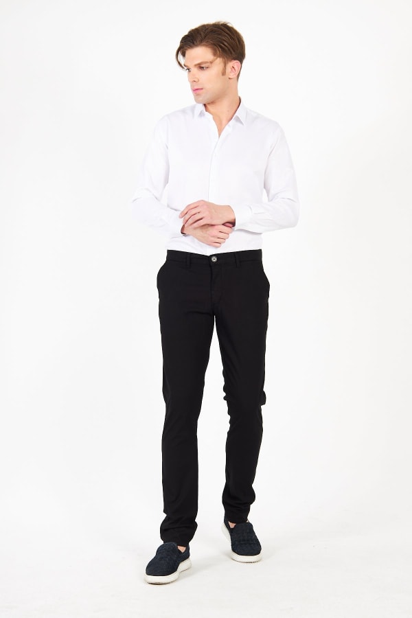 Chino Siyah Slim Fit Pamuklu Pantolon — 3