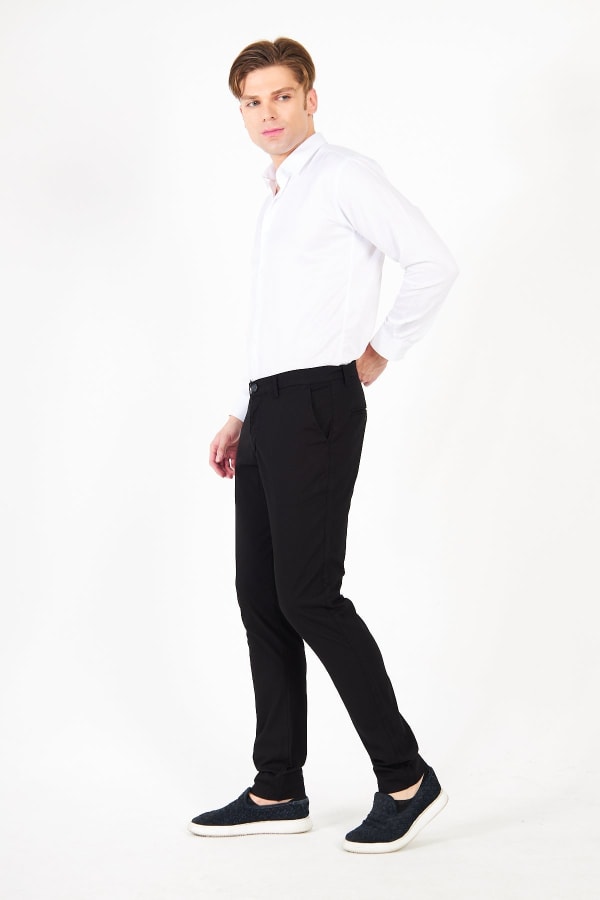 Chino Siyah Slim Fit Pamuklu Pantolon — 4