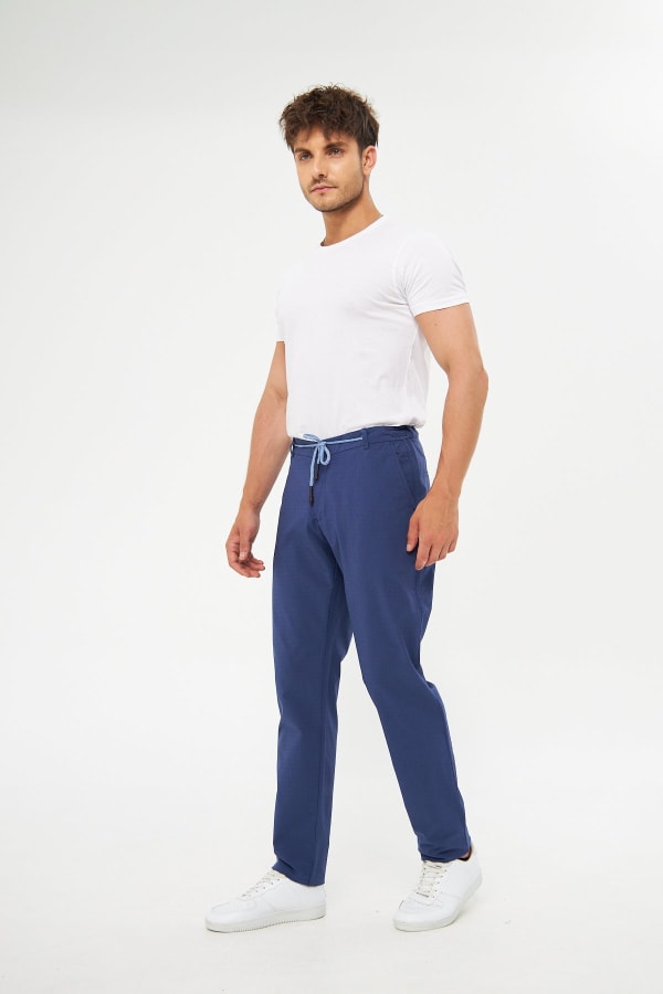 Yazlık Rahat Beli Lastikli Lacivert Pamuklu Pantolon — 5
