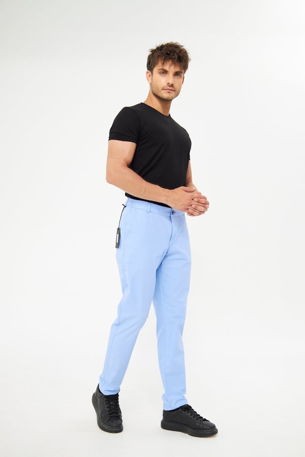 Rahat Esnek Bel Mavi Yaz Pantolon — 2