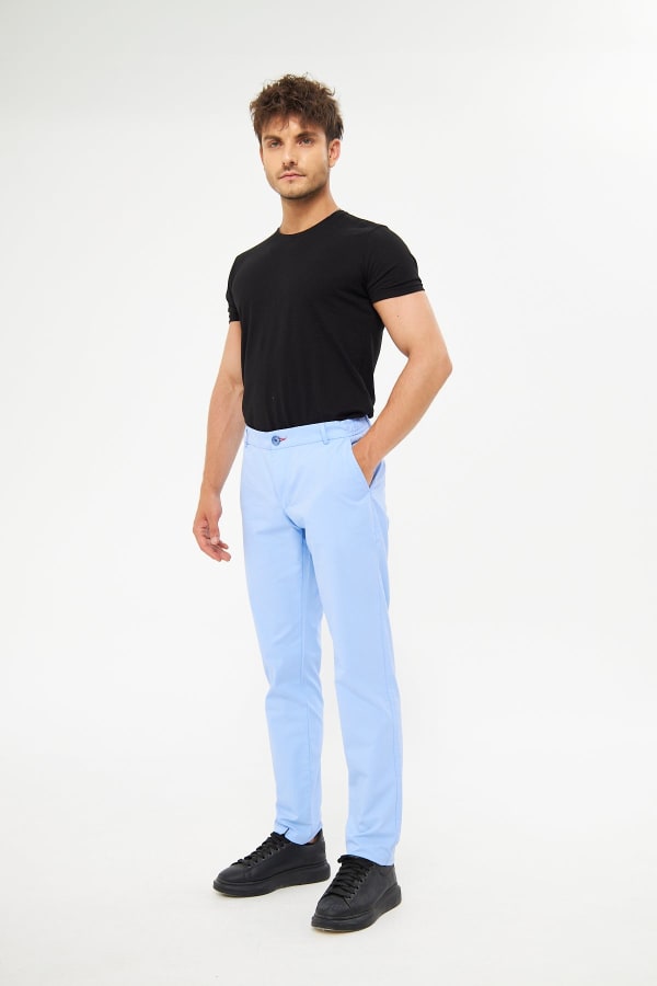 Rahat Esnek Bel Mavi Yaz Pantolon — 5