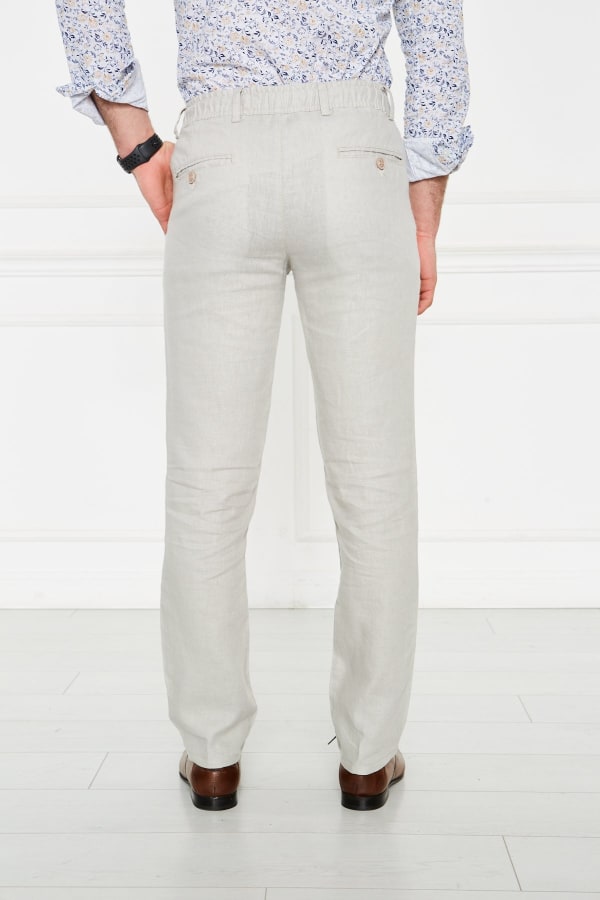 Erkek Lastikli Regular Fit %100 Keten Keten Gri Pantolon — 7