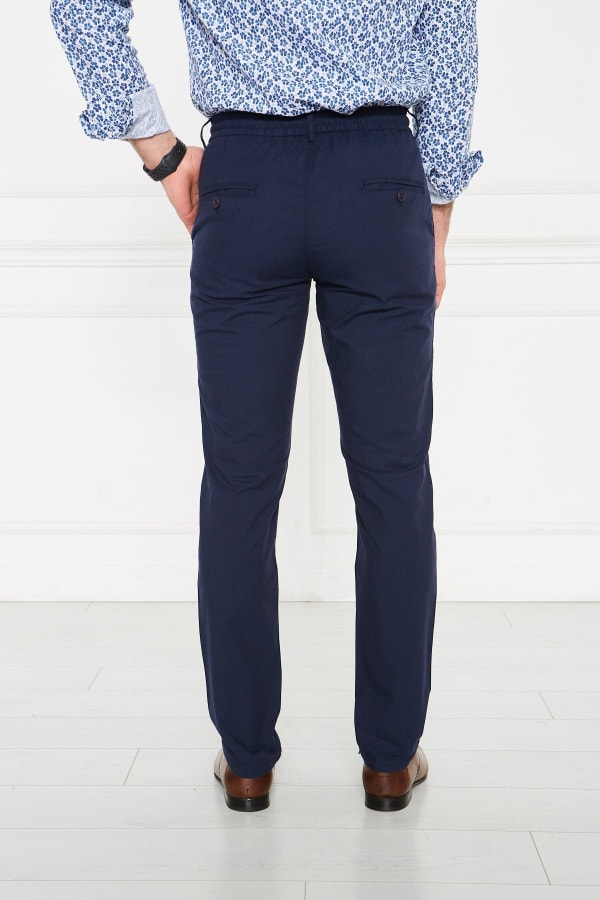 Erkek Lastikli Regular Fit %100 Keten Keten Lacivert Pantolon — 7