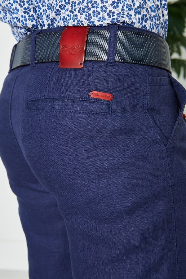 Erkek Düz İngido %100 Keten Slim Fit Pantolon — 8