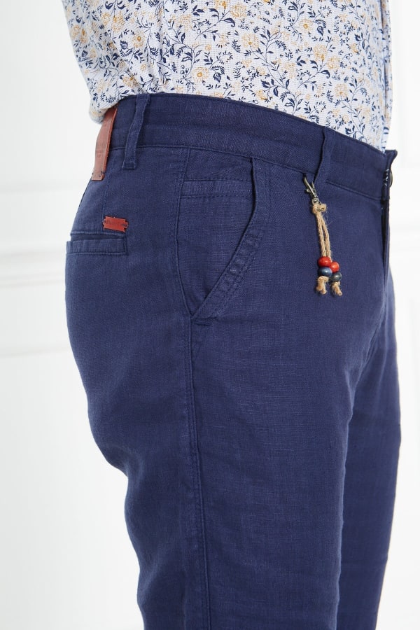 Erkek Düz İngido %100 Keten Slim Fit Pantolon — 10