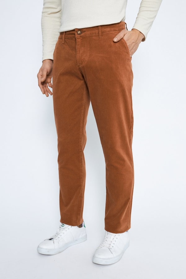 Kadife Yandan Cepli Camel Regular Fit Erkek Pamuklu Pantolon — 5