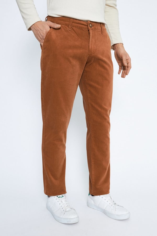 Kadife Yandan Cepli Camel Regular Fit Erkek Pamuklu Pantolon — 6