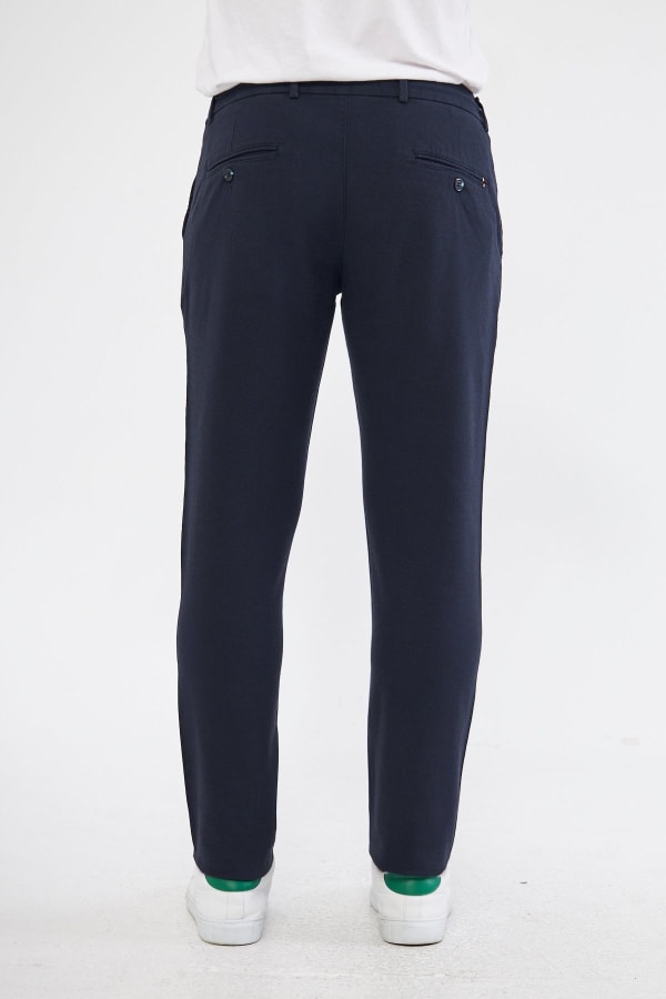 Yazlık Slim Fit Pamuklu Yarım Lastikli Açık Lacivert Erkek Pantolon - Rahatlıkta Şıklık — 7