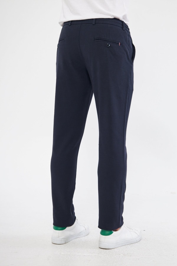 Yazlık Slim Fit Pamuklu Yarım Lastikli Açık Lacivert Erkek Pantolon - Rahatlıkta Şıklık — 8