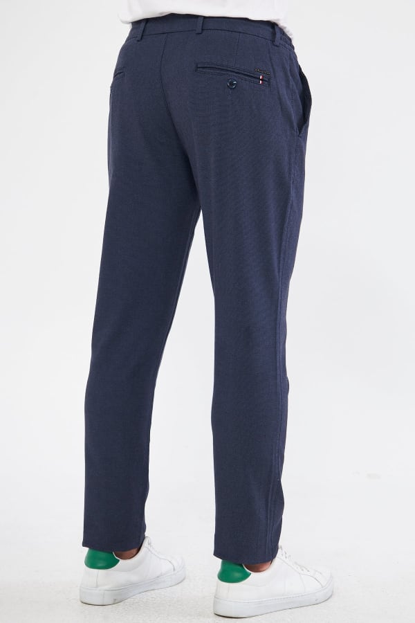 Yazlık Slim Fit Pamuklu Yarım Lastikli Koyu Lacivert Erkek Pantolon - Rahatlıkta Şıklık — 8