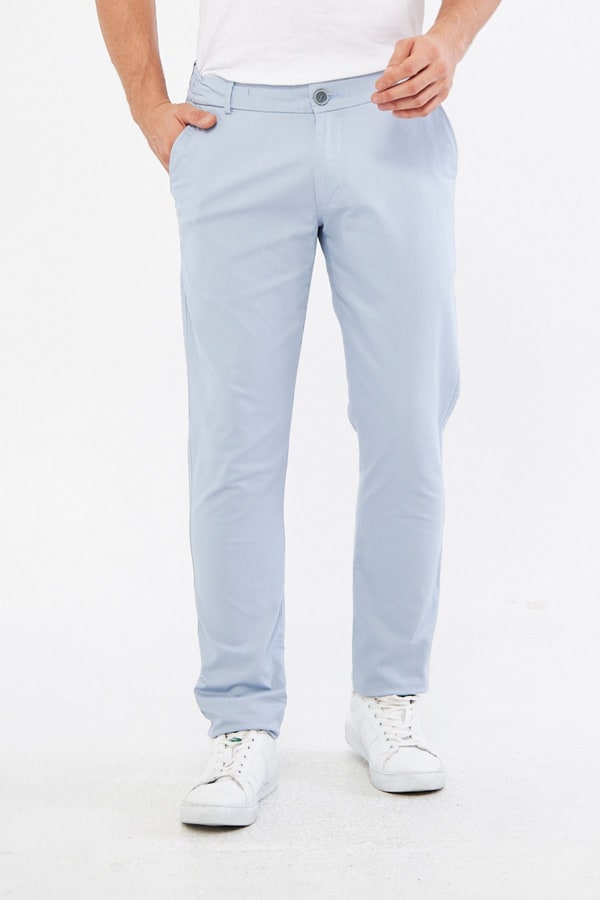 Ara Mevsimlik Slim Fit Pamuklu Beli Yarım Lastikli Blue Erkek Pantolon - Rahatlıkta Şıklık — 1