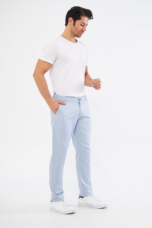 Ara Mevsimlik Slim Fit Pamuklu Beli Yarım Lastikli Blue Erkek Pantolon - Rahatlıkta Şıklık — 3