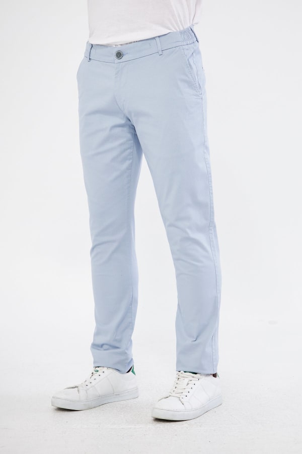 Ara Mevsimlik Slim Fit Pamuklu Beli Yarım Lastikli Blue Erkek Pantolon - Rahatlıkta Şıklık — 4