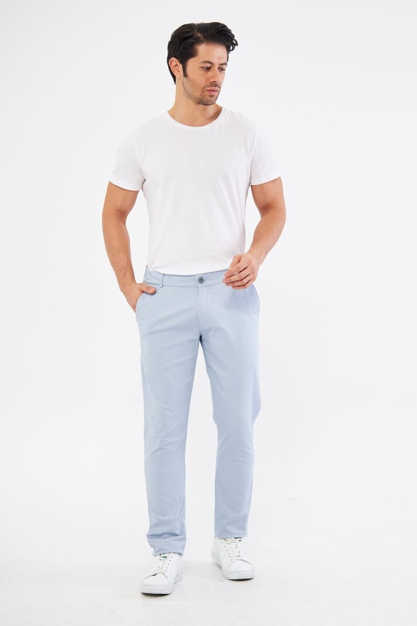 Ara Mevsimlik Slim Fit Pamuklu Beli Yarım Lastikli Blue Erkek Pantolon - Rahatlıkta Şıklık — 8
