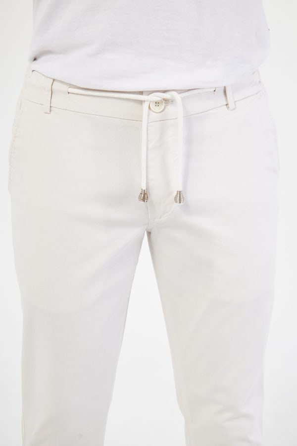Ara Mevsimlik Slim Fit Pamuklu Beli Yarım Lastikli Krem Erkek Pantolon - Rahatlıkta Şıklık — 6