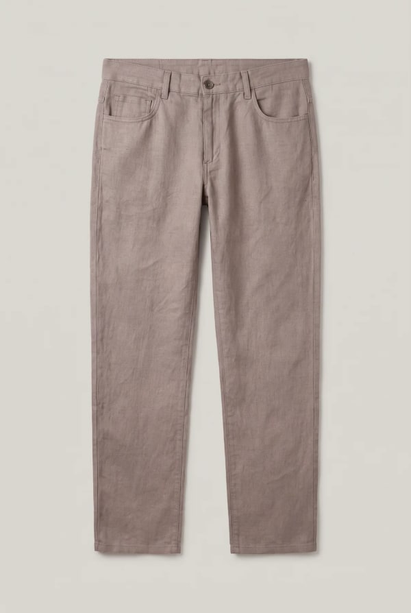 Erkek %100 Keten 5 Cep Pantolon - Safari — 6