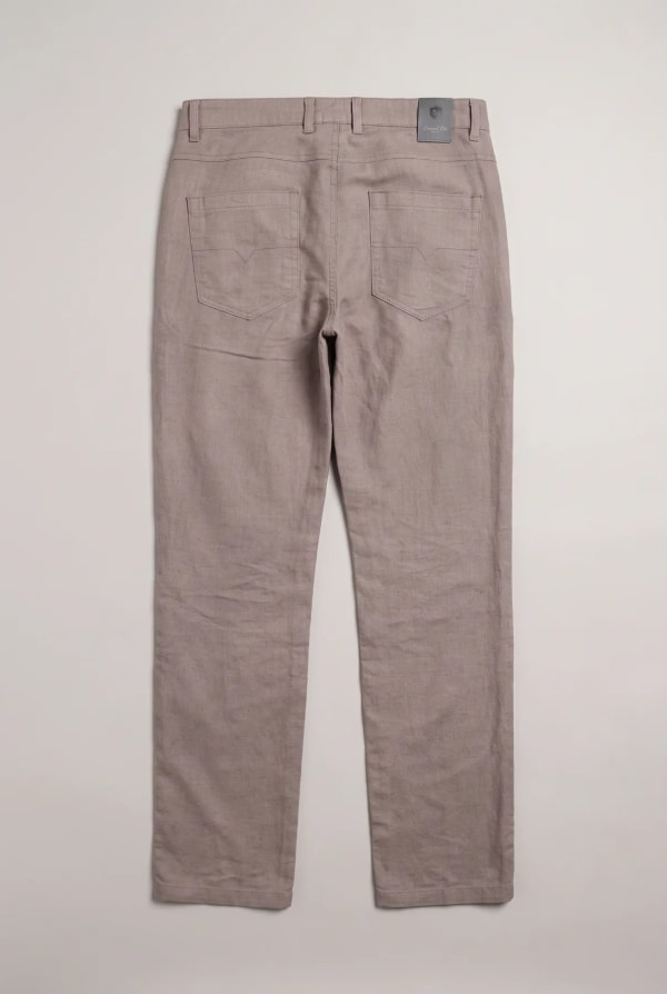 Erkek %100 Keten 5 Cep Pantolon - Safari — 7