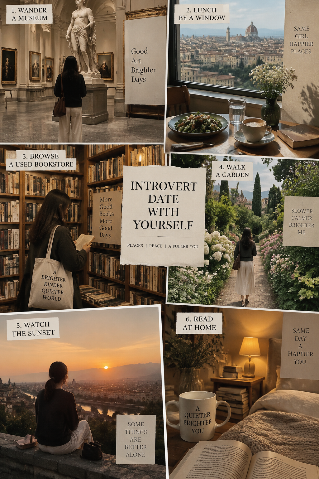 Introvert date with yourself: museum, bookstore and quiet garden walk