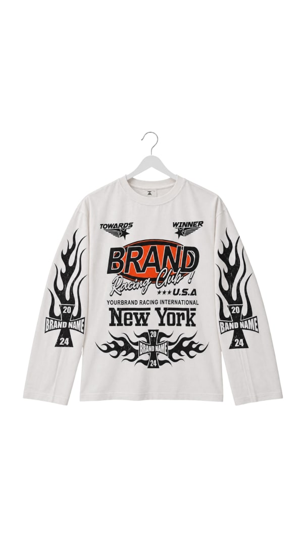White Racing Club Graphic Long Sleeve T-Shirt