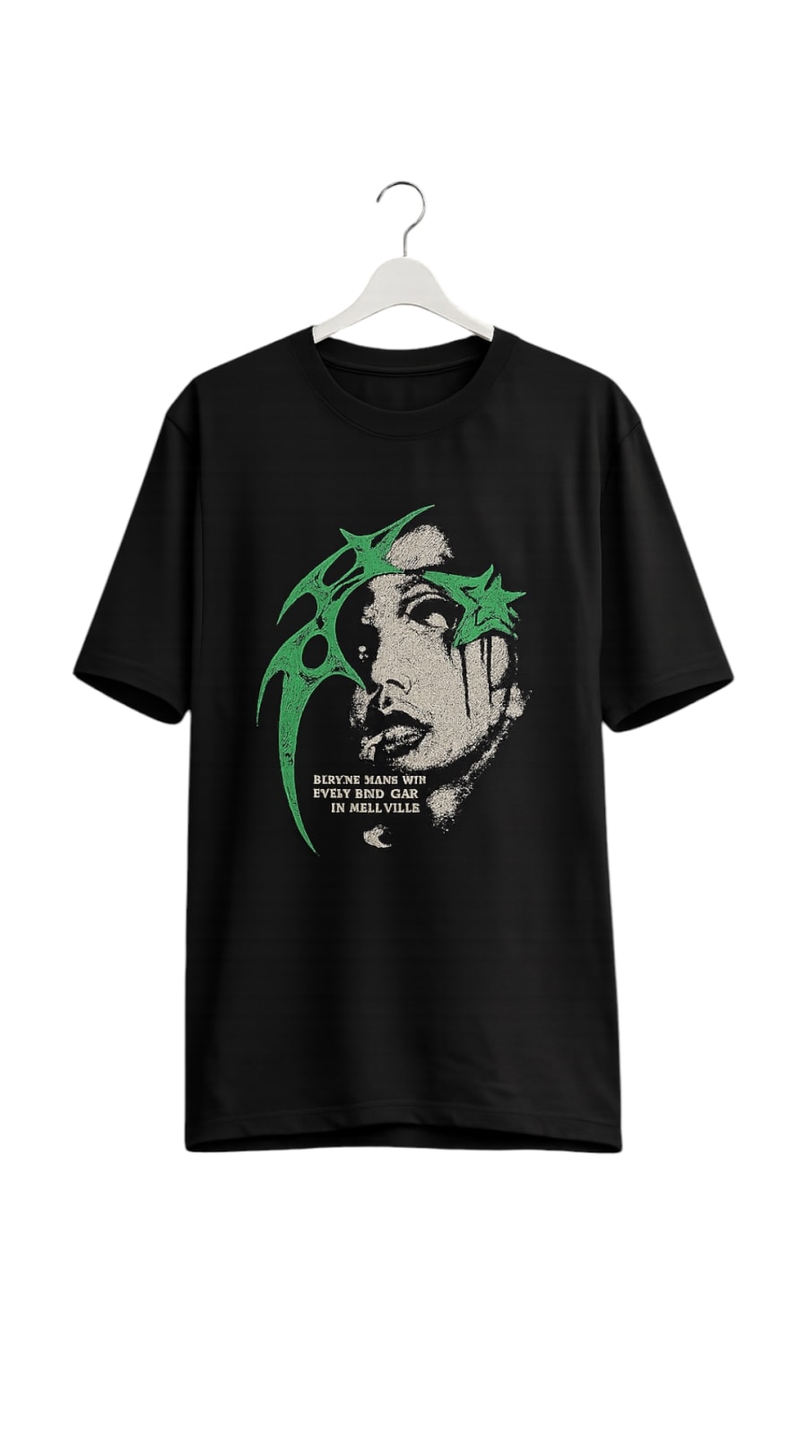 Green Gothic Graphic Oversized T-Shirt