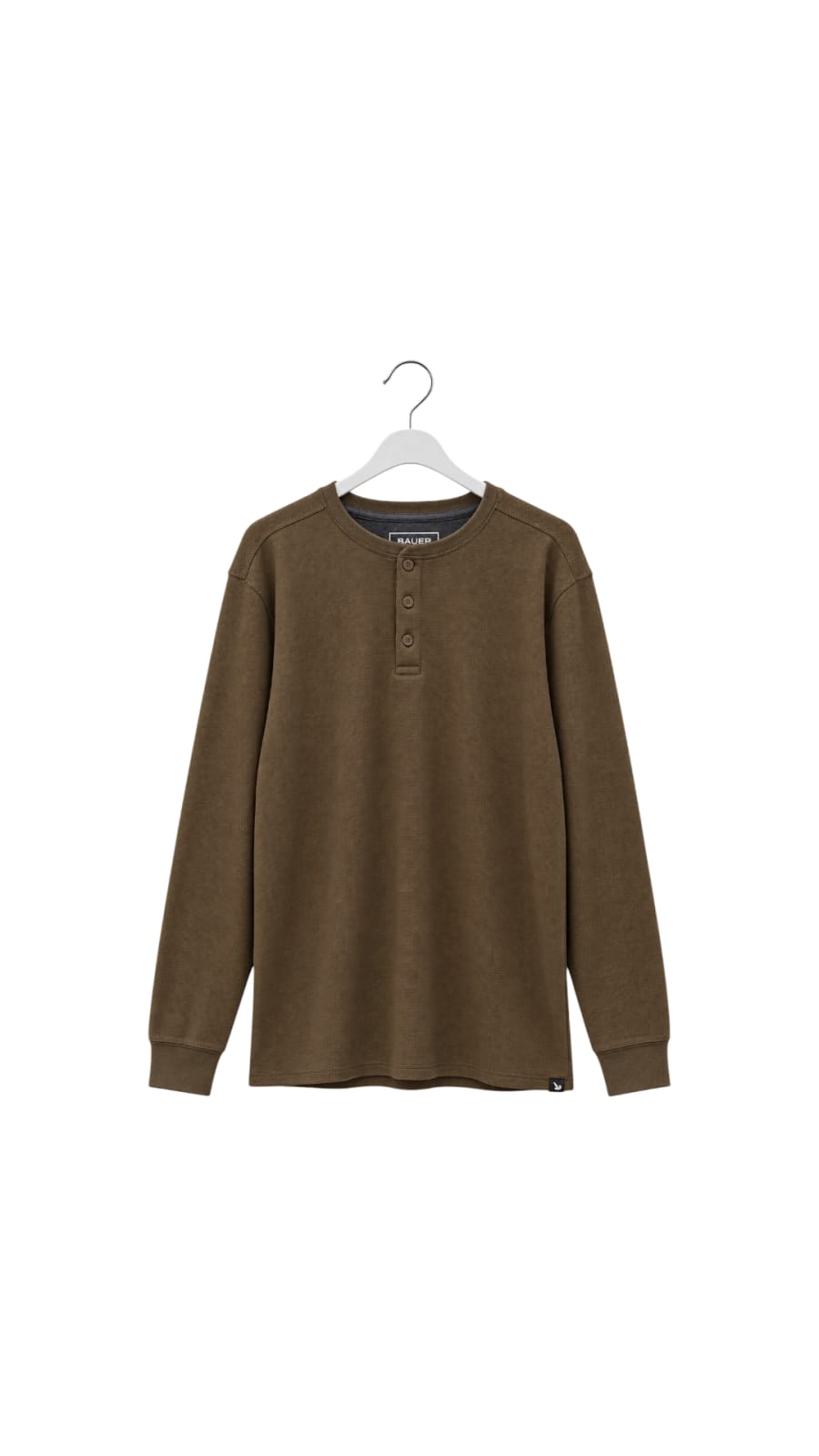 Brown Classic Henley Long Sleeve T-Shirt