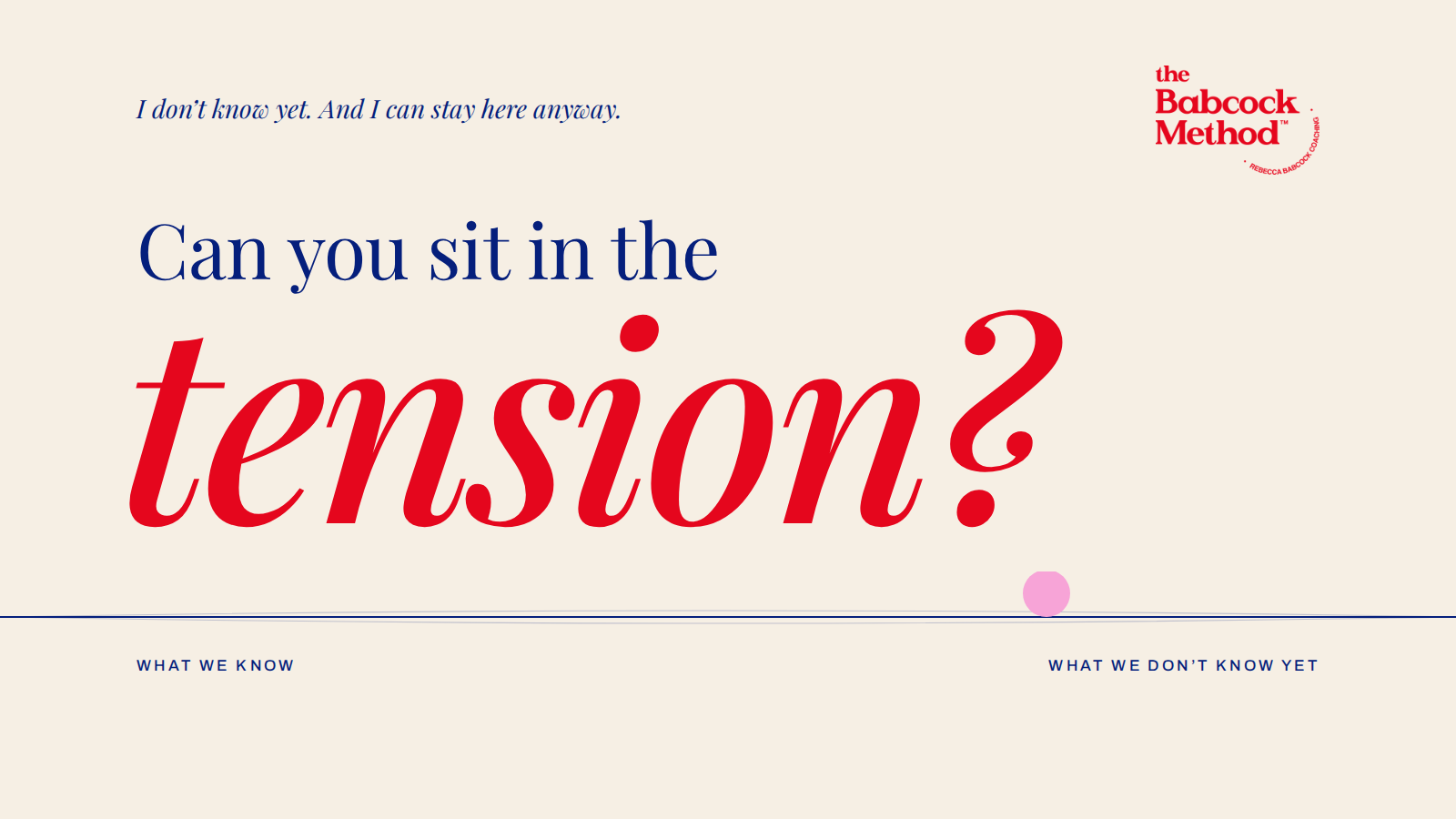 Can You Sit in the Tension?