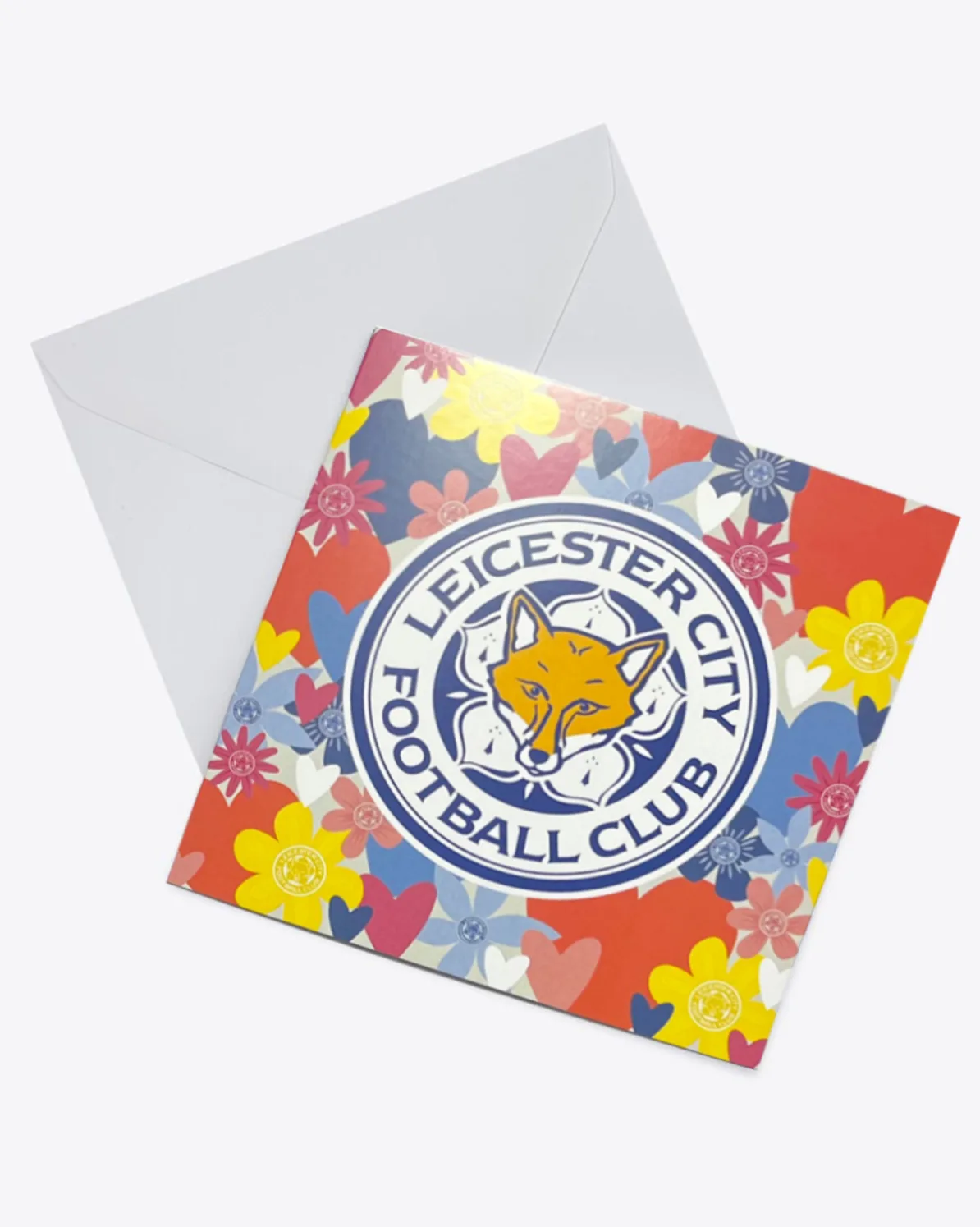 Leicester City Greetings Card - Flower Crest