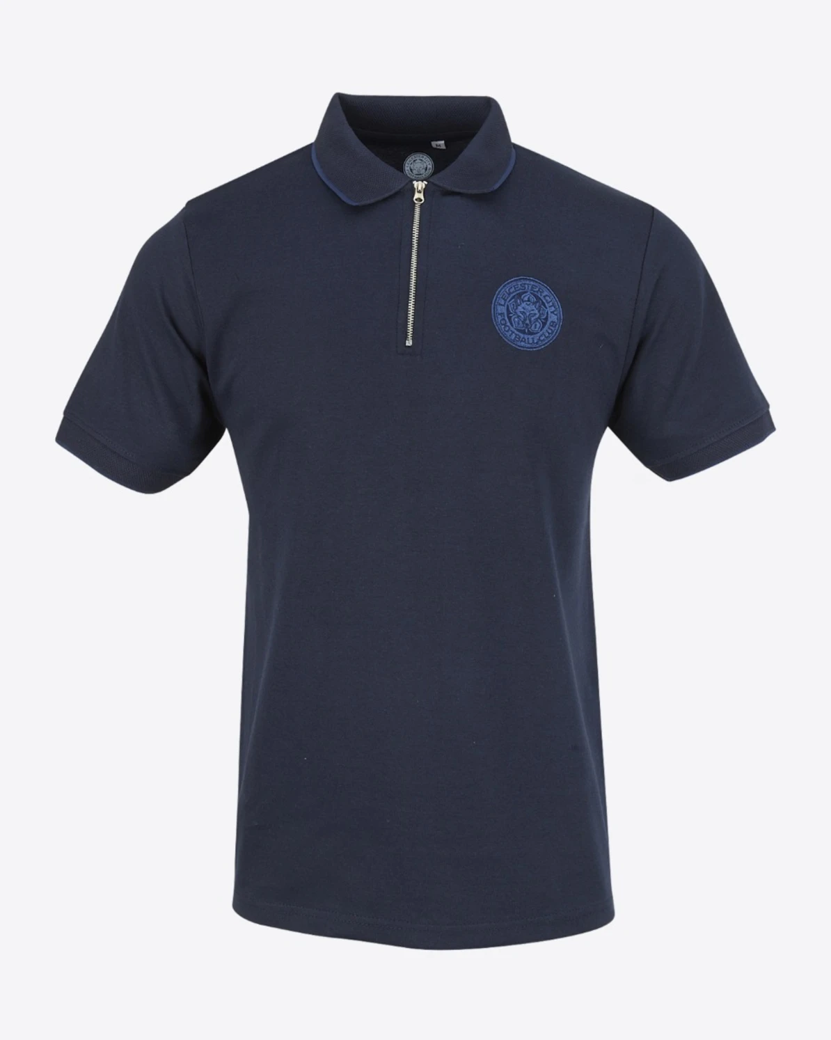 Leicester City Navy Crest Zip Polo - Mens
