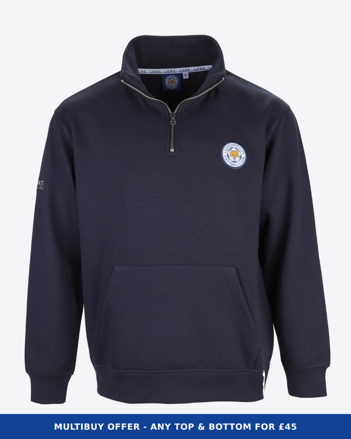 Leicester City Navy Essential Crest 1/4 Zip - Mens