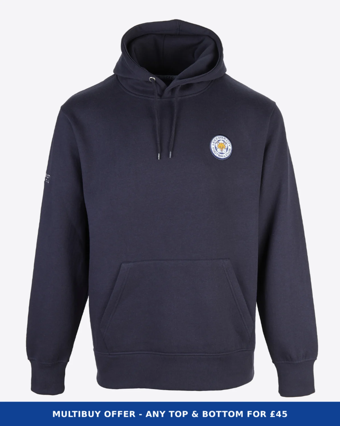 Leicester City Navy Essential Crest Hoody - Mens