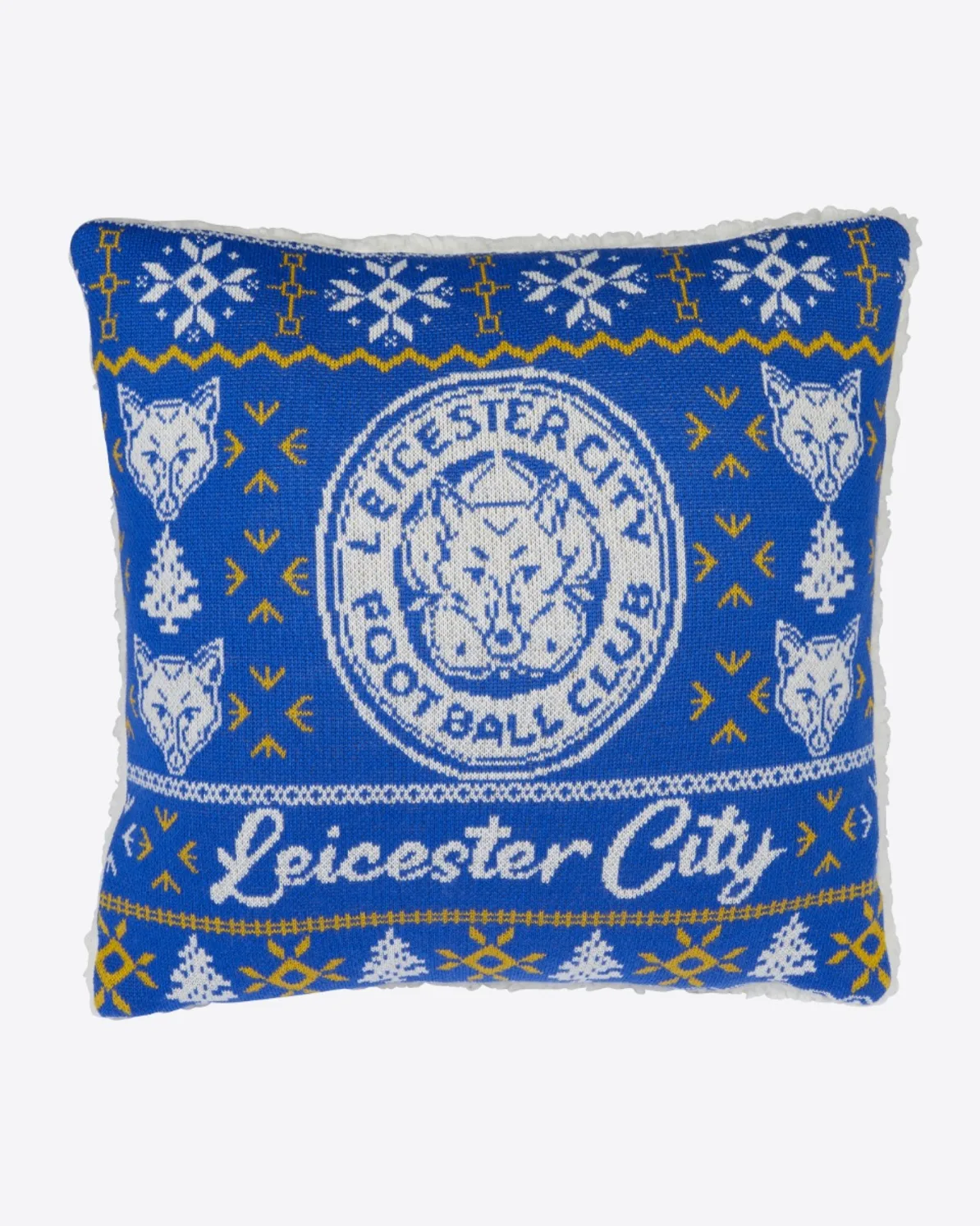 Leicester City Knitted Christmas Cushion