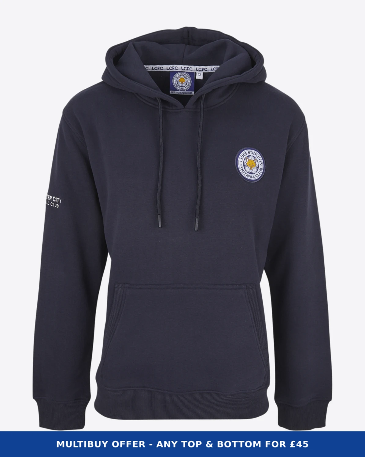 Leicester City Navy Essential Crest Hoody - Womens