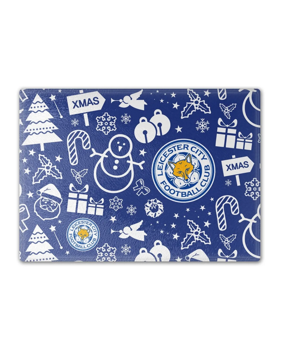 Leicester City Christmas Montage Glass Chopping Board