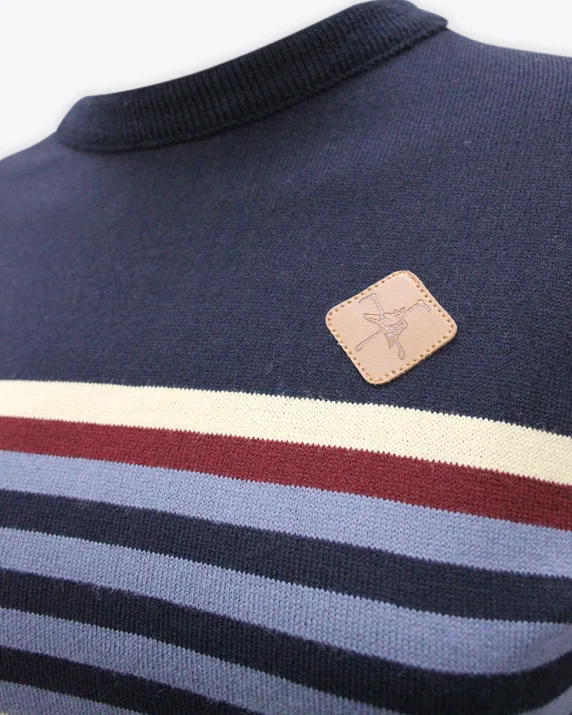 Fox & Crop Navy Striped Jumper - Womens