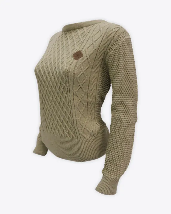 Fox & Crop Sand Cable Knit - Womens